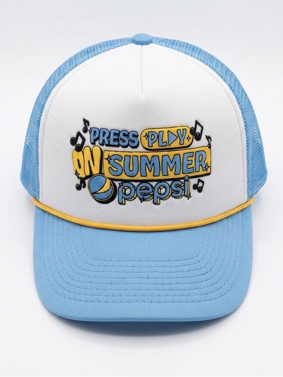NWOT Pepsi Press Play On Summer Trucker Hat Mesh Snapback Throwback 3D